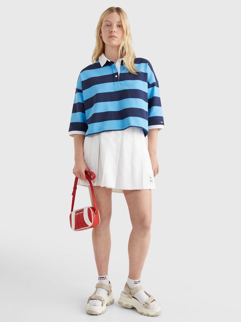 Női Tommy Hilfiger Cropped Rugby Stripe Polos Kék Színes | HU 264OKI